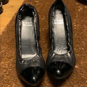 Stuart Weitzman Gunmetal & Black Captoe Flex Pumps